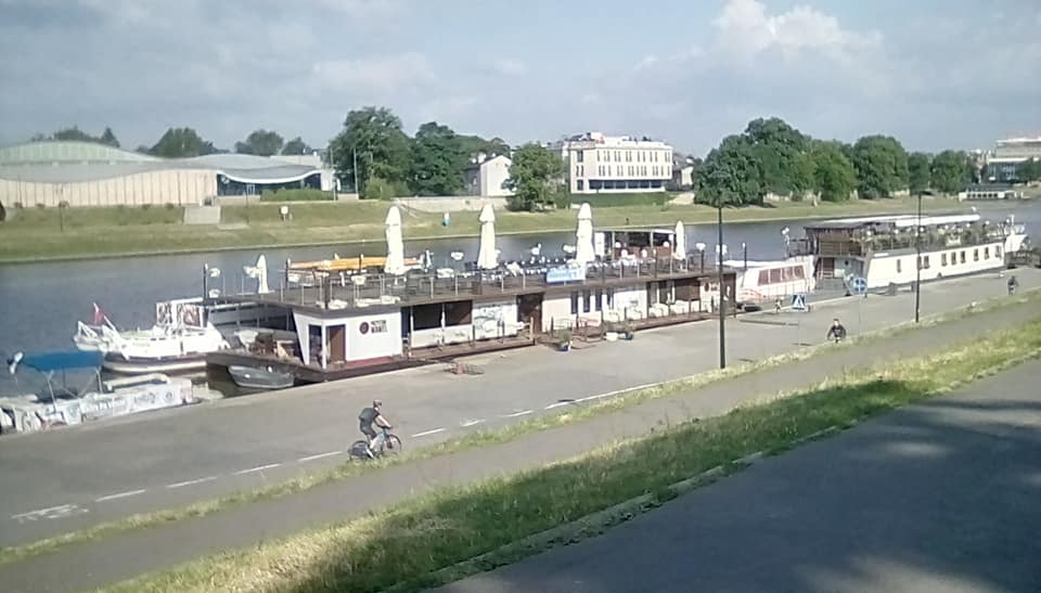 Image of riverboats seen from the morning commute to the IAML Congress along the bank of the Vistula