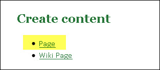 Create content new page