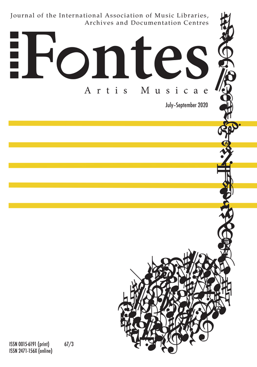 Cover of issue 67/3 of Fontes Artis Musicae