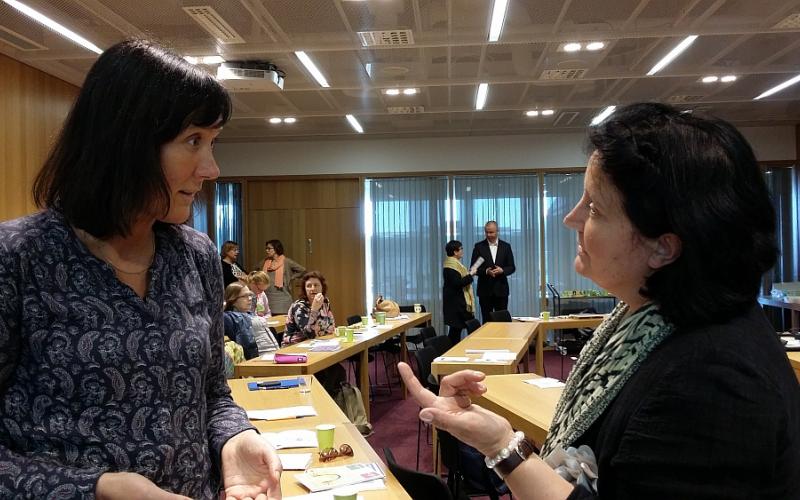 From left to right: Ilvi Rauna (The Estonian Academy of Music and Theatre, Tallinn) and Irmeli Koskimies (Sibelius Academy Library, Helsinki)