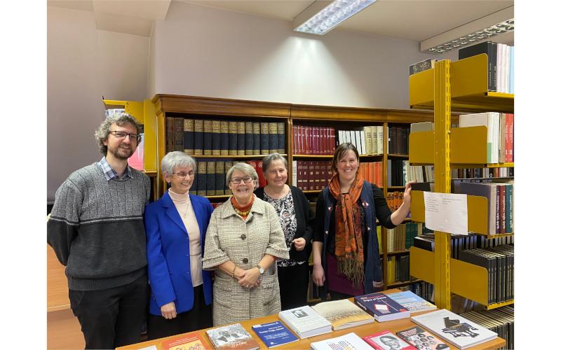The Library of Musicology. From left to right Ference Janós Szabó, Julianna Goczá, Pia Shekhter, Mária Benyovszky and Fanni Ágnes Bácsi | Photo © Pia Shekhter