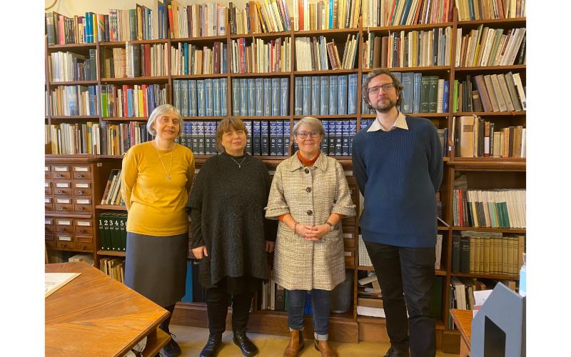 At the Liszt Research Centre. From left to right Klára Somogyi, Adrien Csabai, Pia Shekhter and Ference Janós Szabó | Photo © Pia Shekhter