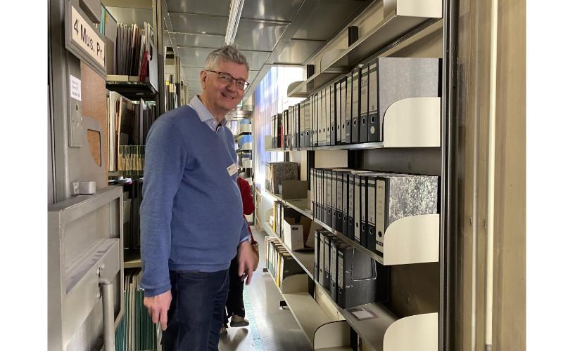 Jürgen Diet with the archive of the German IAML Branch | Photograph © Pia Shekhter