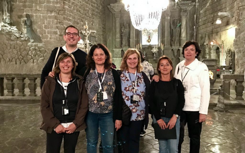 Il gruppo italiano nella magnifica Cappella di Santa Kinga durante la visita alle miniere di sale a Wieliczka il 17 luglio.